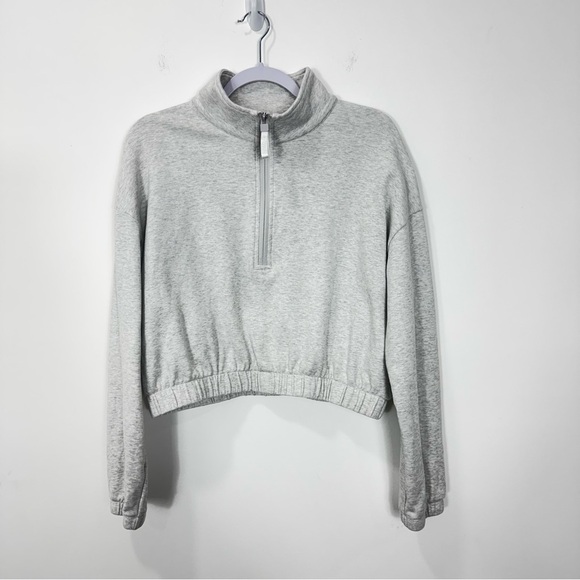 Ptula Mara Scrunch Sweatshirt Half Zip in Light Grey Size Large - Picture 3 of 12